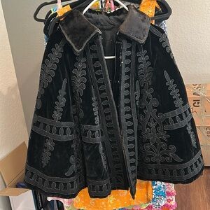 Vintage Edwardian Black Velvet Beaded Cape